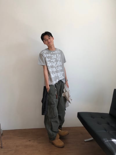 日式工廠小哥 雙重工裝 復古水洗 寬褲 - 3C8