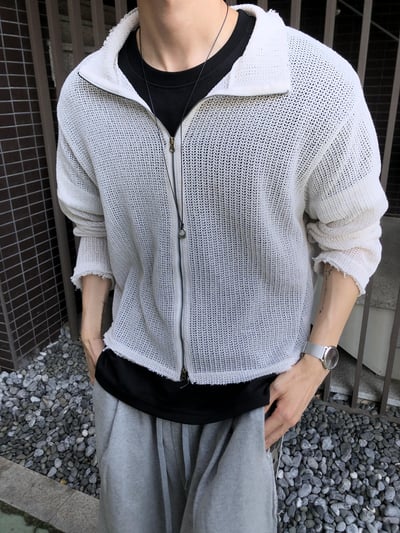 不規則 無收編 透氣洞口 短版 薄外套 - 3C6