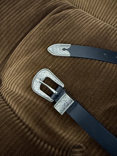 西部街頭 金屬花紋 天然牛皮 皮帶 - 1C4