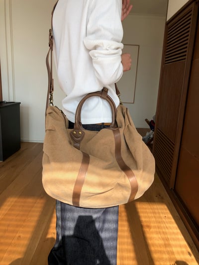 高質感 帆布皮革 大容量 旅行包 - 2C11