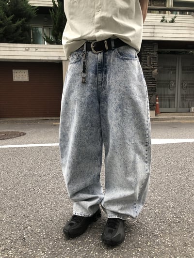 冰原破痕 渲染 雙層口袋 牛仔寬褲 - 1C11