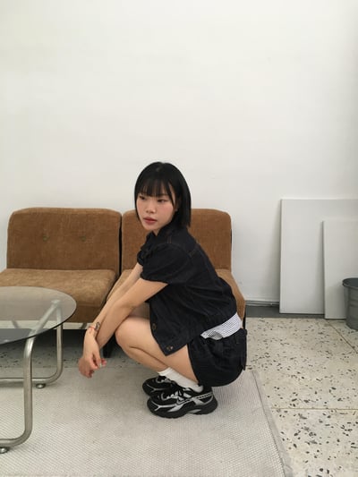 夏季涼感 韓系休閒感 牛仔 抓皺 短褲 (set-up) - 1C13
