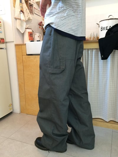 人字紋 小貼片刺繡 寬版直筒 原牛褲 - 3C15