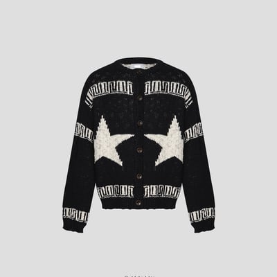 (黑色現貨)USA Star 厚針織 開襟外套 - 2C23
