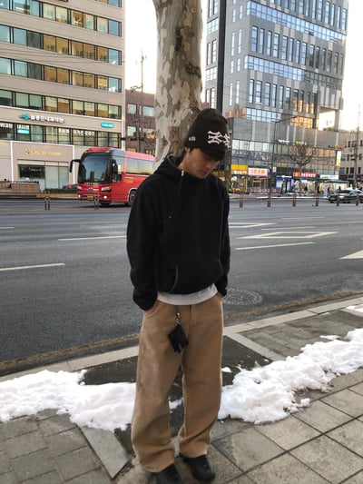 獨特配色 運動風 刷毛 帽T - 4C18