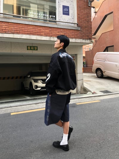 Rock & Roll 街頭噴漆 懷舊工業風  工裝夾克 - 3C16