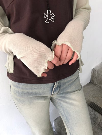 斜線鈕扣 不規則收邊 小罩衫 上衣 - 4C13