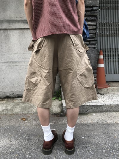 復古街頭 類尼龍 夏季清爽 斜口袋 工裝短褲 - 3C18