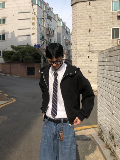 極簡主義 短版 休閒 按扣連帽外套 - 2C10