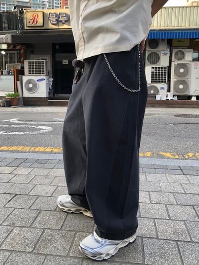 ASH 街頭休閒 特殊曲線 長版 寬褲 - 2C6