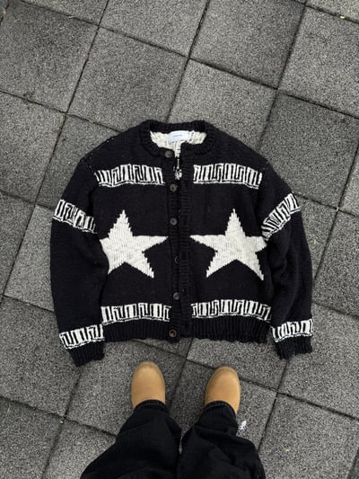 (黑色現貨)USA Star 厚針織 開襟外套 - 2C2