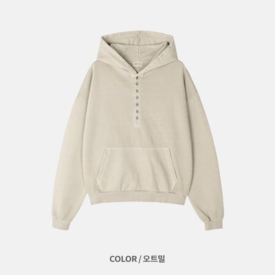 復古街頭 重磅 復古水洗 亨利領 帽T - 3C20