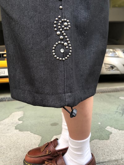 印第安 傳統花紋 高級卯釘 牛仔 百慕達短褲 - 2C19