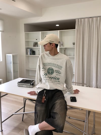 (象牙白,燕麥色現貨) (Unisex) America 美式印刷 大學T - 5C6