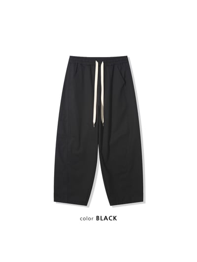 幹練率性 高檔蓬感木 寬版 鬆緊帶 工裝褲 - 3C24