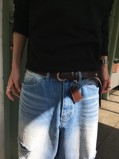 頂流社會 網狀皮革 鑰匙圈 皮帶 - 2C8