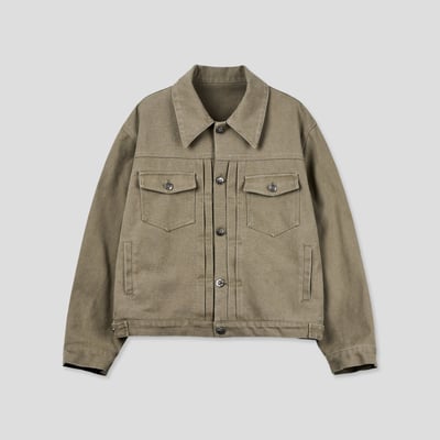 文藝鈕扣 微短版 機車飆仔 牛仔外套 (set-up) - 2C23