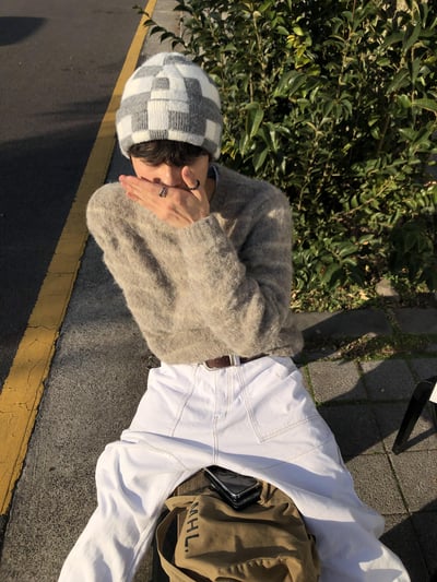 方格紋 休閒街頭 經典毛帽 - 1C4