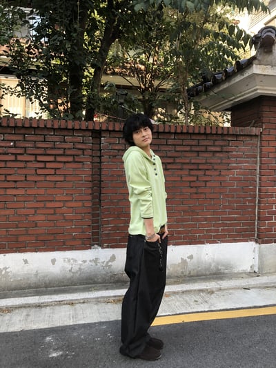 街頭經典百搭 細條紋 鬆緊帶 寬版 牛仔長褲 - 3C11
