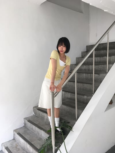 深V領 純慾天花板 夏季修身 豎紋短袖 - 5C11