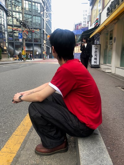 街頭簡約 寬版直筒修身 條紋 原牛褲 - 1C9