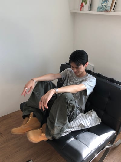 日式工廠小哥 雙重工裝 復古水洗 寬褲 - 3C10