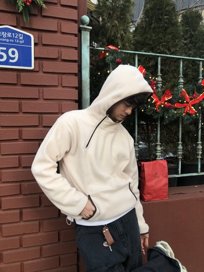 獨特配色 運動風 刷毛 帽T - 4C3