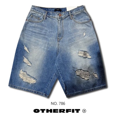 786 破壞水洗 復古渲染 百慕達 牛仔短褲 - 1C23