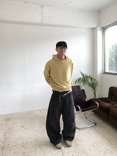 霧感 半月高領 短版 帽T - 3C4