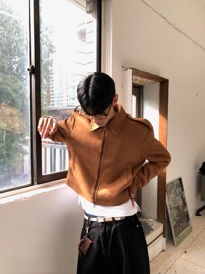 極簡俐落 天然牛皮 麂皮 乳白皮帶 - 1C10