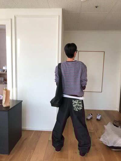 率性街頭 口袋印刷設計 牛仔寬褲 - 2C7