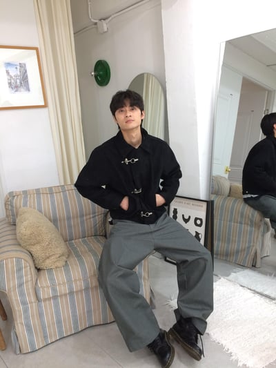 街頭潮流 消防扣 麂皮 短版 薄夾克 - 2C5