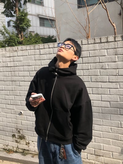 極簡主義 短版 休閒 按扣連帽外套 - 2C4