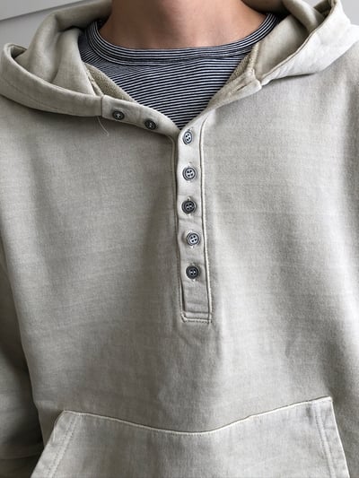 復古街頭 重磅 復古水洗 亨利領 帽T - 3C12