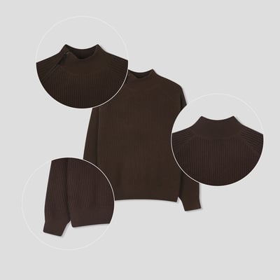 半高領 側邊拉鍊 修身短版 高檔毛衣 - 4C21