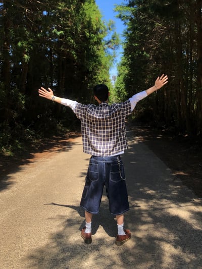 倫敦街頭 親膚涼感 短版 格紋 短袖襯衫 - 4C24