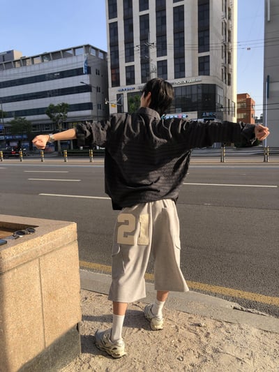 街頭慵懶風 透視薄款 涼感 格紋 長袖襯衫 - 4C12