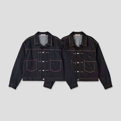 秋冬首選 卯釘細節 多層褶皺 短版 原牛外套 (set-up) - 2C22