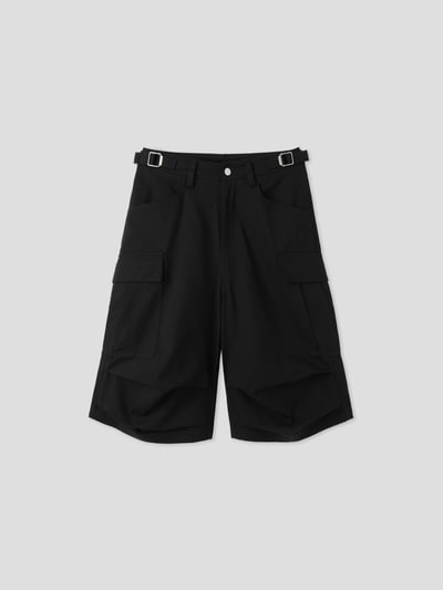 現代首爾 立體抓皺 斜線工裝 7分 短褲 - 2C25