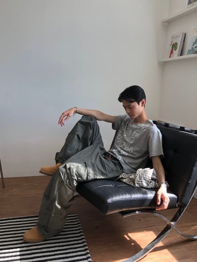 日式工廠小哥 雙重工裝 復古水洗 寬褲 - 3C4