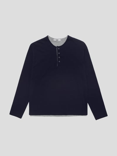 休閒亨利領 懶人層疊配色 素面 薄長袖 - 4C22