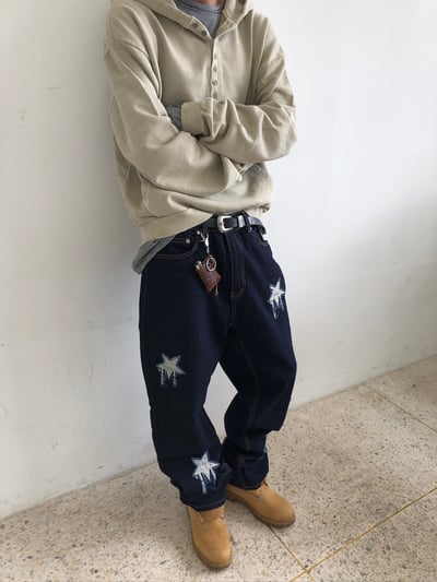 復古街頭 重磅 復古水洗 亨利領 帽T - 3C8