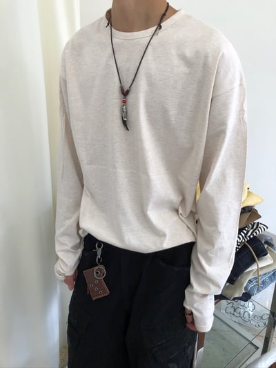 高質感 休閒風 細條紋 層疊穿搭 指套 長袖 - 4C19