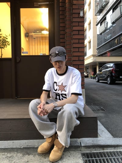 休閒背殺 鈕扣緞帶 寬版 直筒棉褲 - 2C6