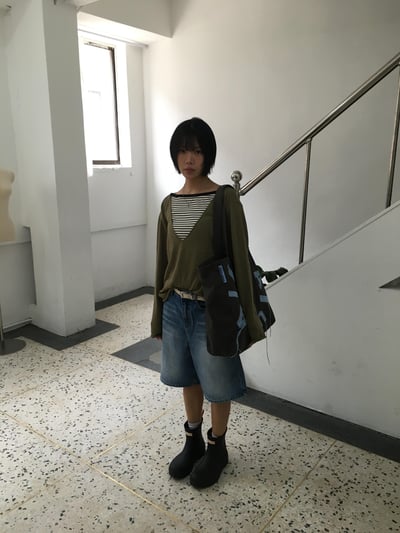 韓女基本款 大口袋 牛仔 6分短褲 - 2C2