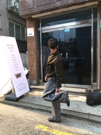 經典百搭 細條紋 修身顯高 牛仔寬褲 - 2C19