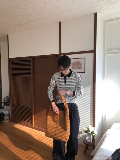 經典條紋 亨利領 修身版型 翻領 貼身 長袖 - 3C12