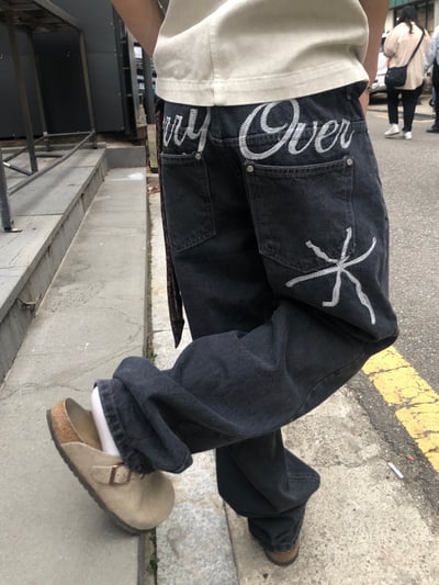 Carry Over 上流巴黎 手工刺繡 牛仔 直筒微寬褲 - 3C12