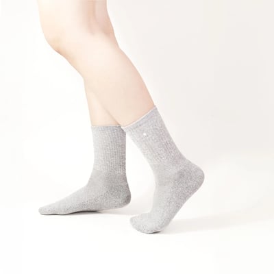 [ Cushion+ ] 氣墊刺繡中筒長襪 (銀鐵灰)4