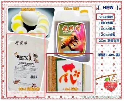 HPW 食譜材料包 蜜袋鼯(一隻蜜袋鼯一個月份)1